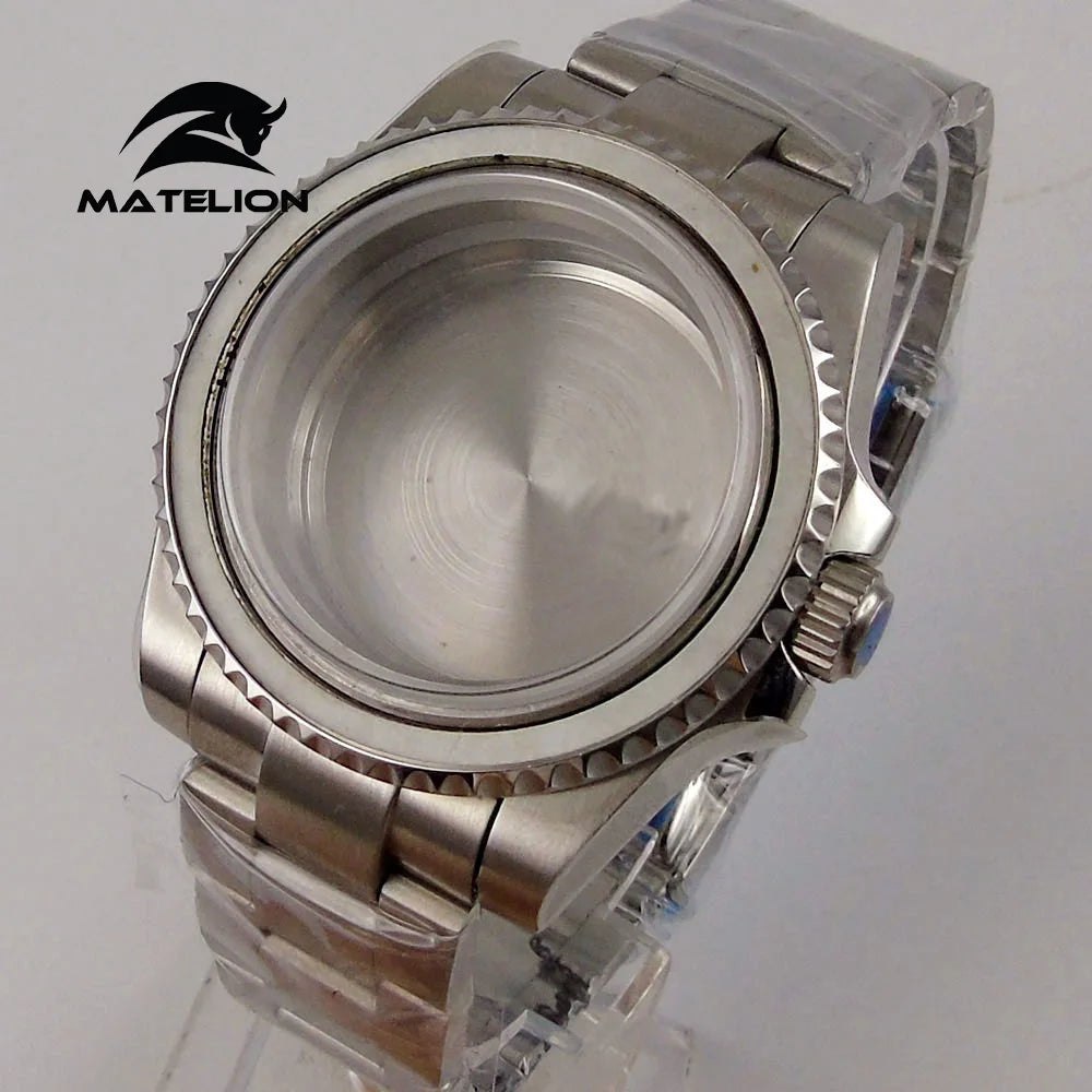 Koperta do zegarka Matelion 20ATM Dive 40mm SUB, pasuje do mechanizmów NH35, NH34 GMT, ETA 2824, PT5000, stalowa bransoleta, szafirowe szkło, 120 kliknięć, przesuwane zapięcie