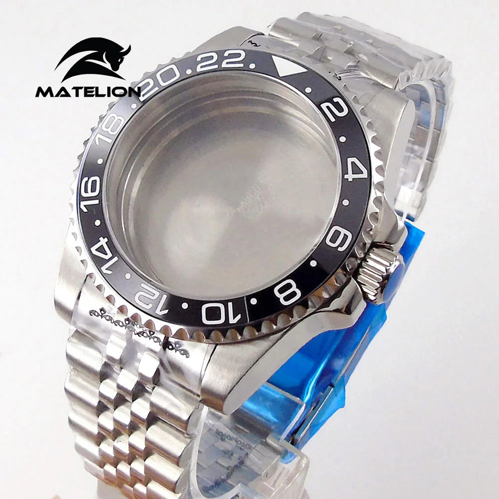 Koperta do zegarka Matelion 200M do nurkowania 40mm, pasuje do mechanizmów NH35 NH36 NH34 GMT ETA 2824 PT5000, bransoleta typu Jubilee, szkło szafirowe, zapięcie przesuwne
