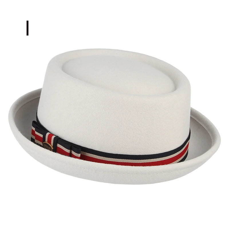 GEMVIE Classic 100% Wool Soft Felt Pork Pie Hat Fedora for Men Women Autumn Winter Wool Hat Curved Brim Men Dress Hats