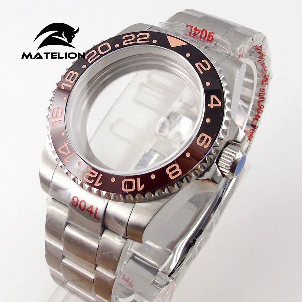 Koperta do zegarka Matelion 20ATM Dive 40mm SUB, pasuje do mechanizmów NH35, NH34 GMT, ETA 2824, PT5000, stalowa bransoleta, szafirowe szkło, 120 kliknięć, przesuwane zapięcie