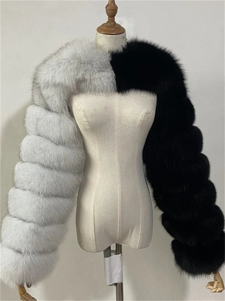 Winter Warm Clothes 2022 Pink Black Faux Fur Coats Women Long Sleeve Crop Top Gray White Faux Fur Jackets for Women Wholesale