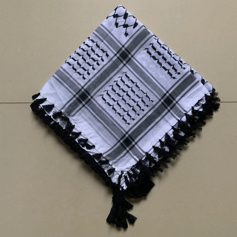 100%Cotton Thicker Arab Scarves Men Winter Keffiyeh Windproof Scarf Muslim Hijab Shemagh Tactical Desert Square Wargame