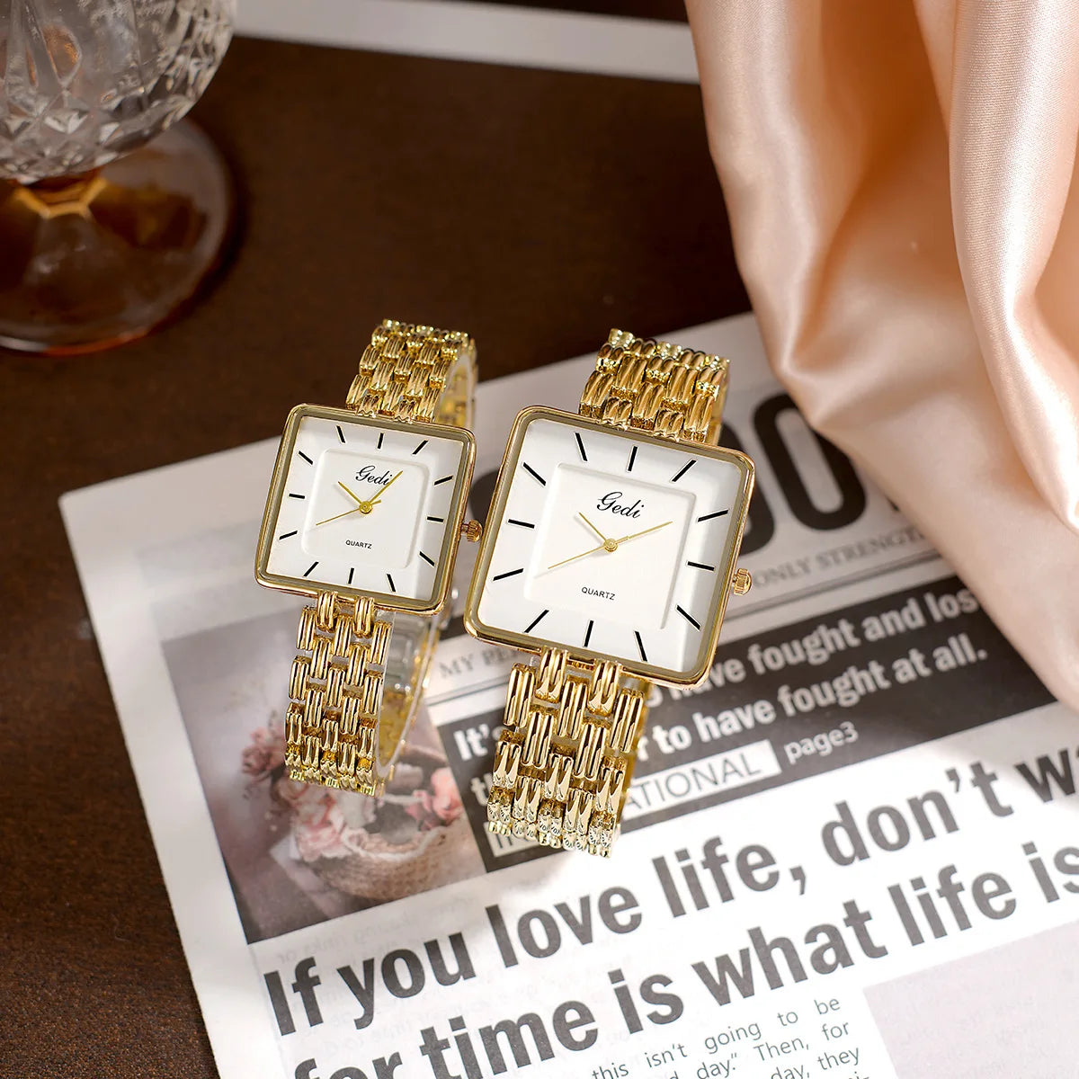 Ultra-Thin Waterproof Square Couple Watches Stainless Steel