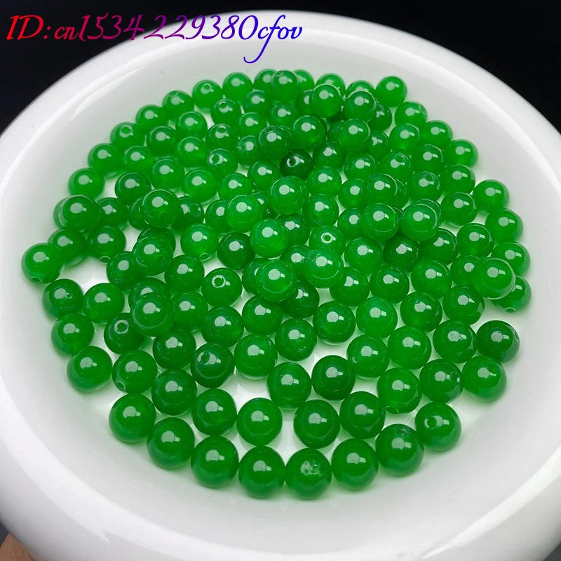 10pc Natural Jade Green Bead Bracelet DIY Bracelet Earrings Jewellery Accessories Hand-Carved Lucky Amulet Fashion Best Gift