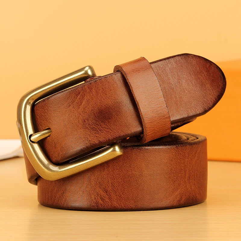 Full Grain Leather Belt for Men100% Italian Real Solid Leather Casual Jeans Belt 5mm Thick Men's Heavy Duty Work Belt