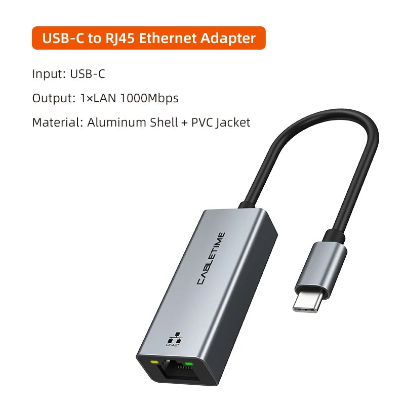 CABLETIME USB 3.0 Ethernet Adapter RJ45 Network Card 1000Mbps