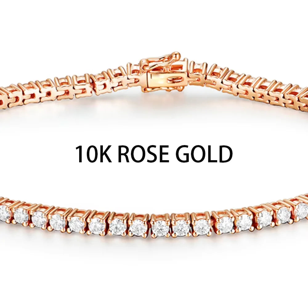 Pulsera de moissanita Kuololit para mujer, de oro amarillo sólido de 14K o 10K, pulsera de tenis de moissanita con certificación GRA, regalo de compromiso o Navidad