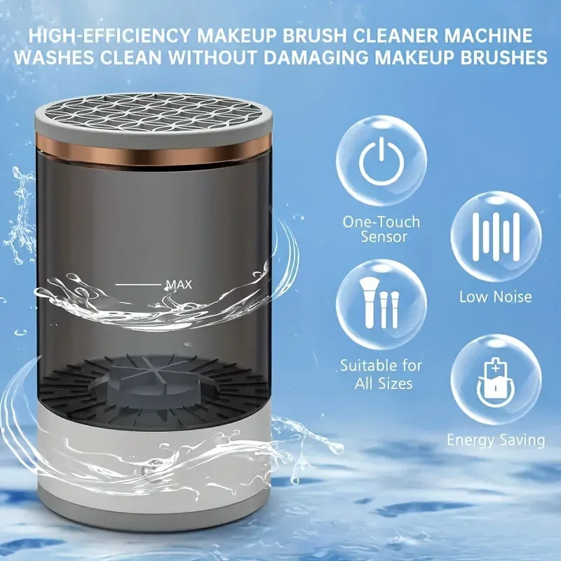 Limpiador de brochas de maquillaje alimentado por USB, inodoro, sin batería, accesorio esencial de belleza, lavadora y secadora de brochas, listo para usar