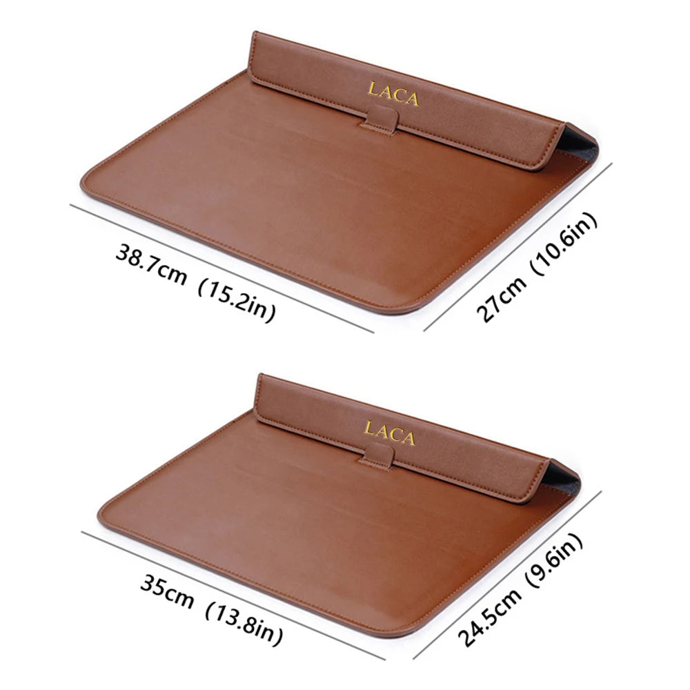 Customized Name PU Leather Men's and Women's Laptop Case Bag 13/15 English Computer Stand Computer Bag