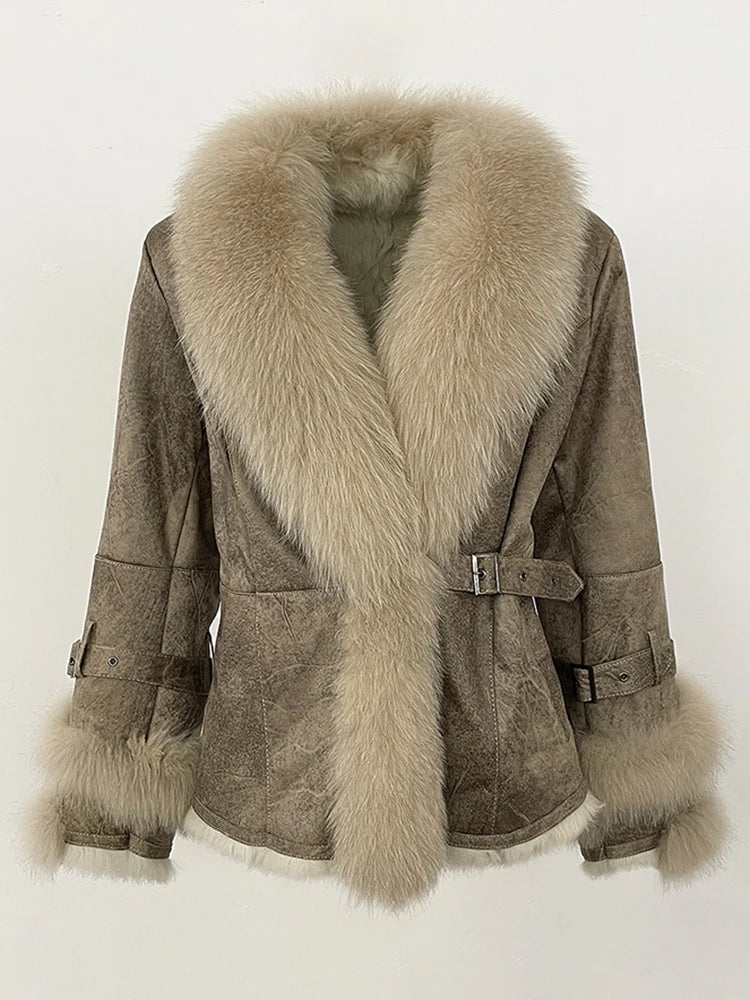 OFTBUY Winter Jacket Women New Real Raccoon