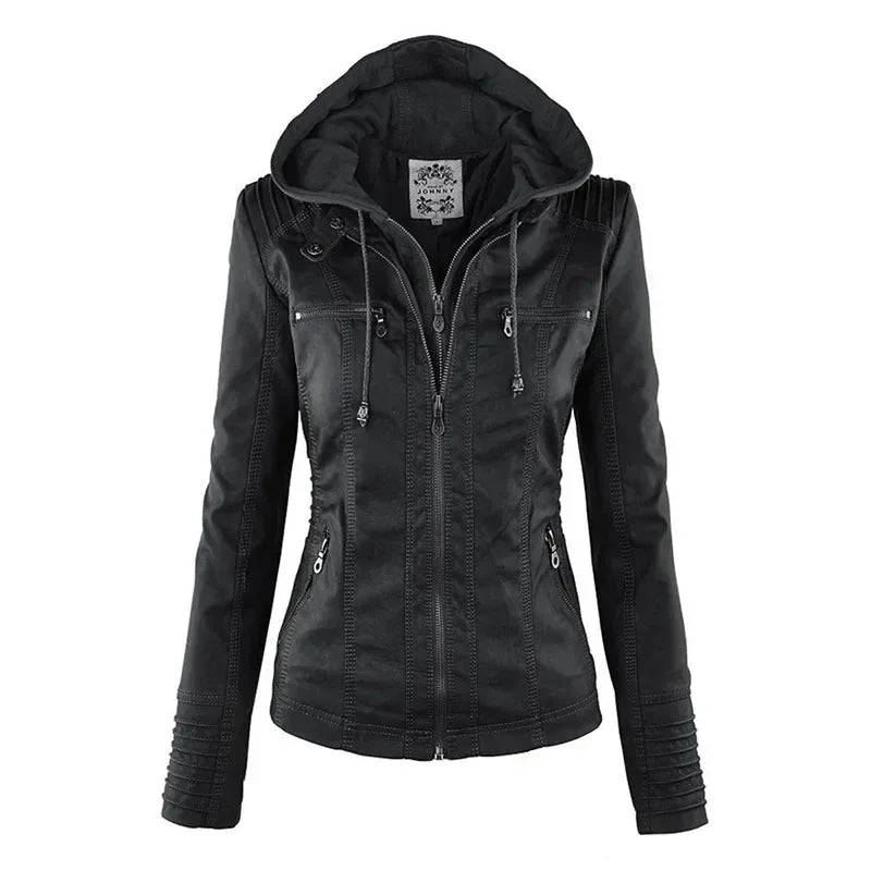 Faux Leather Jacket Women 2026 Basic Jacket Coat Female Winter Motorcycle Jacket PU Leather Zipper Hoodies Outerwear Chaqueta