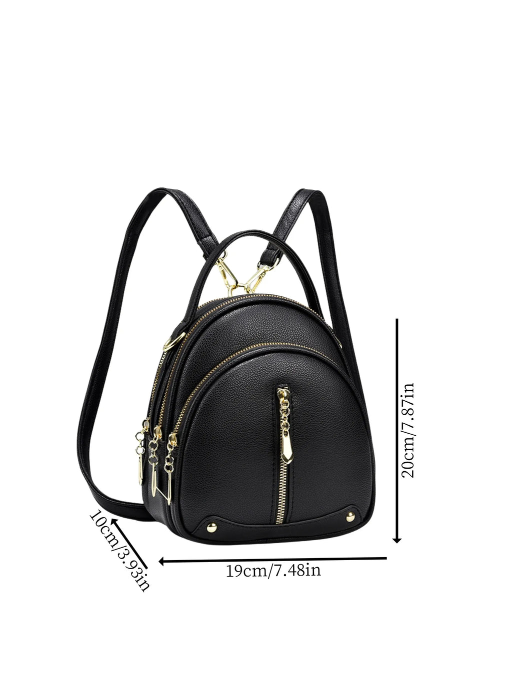 Lekki, mały plecak damski ze skóry ekologicznej, 3-funkcyjna torebka typu crossbody