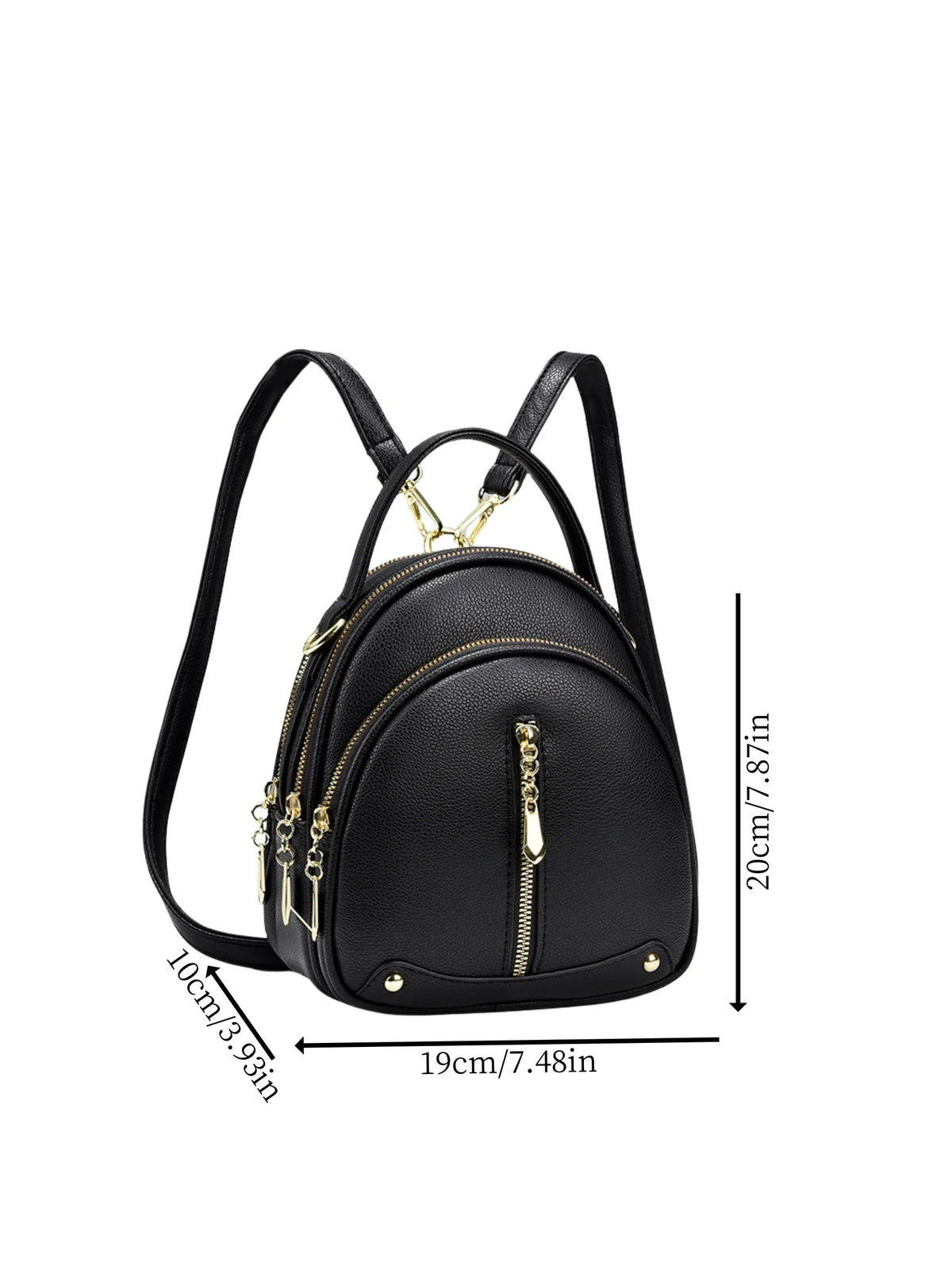 Lekki, mały plecak damski ze skóry ekologicznej, 3-funkcyjna torebka typu crossbody