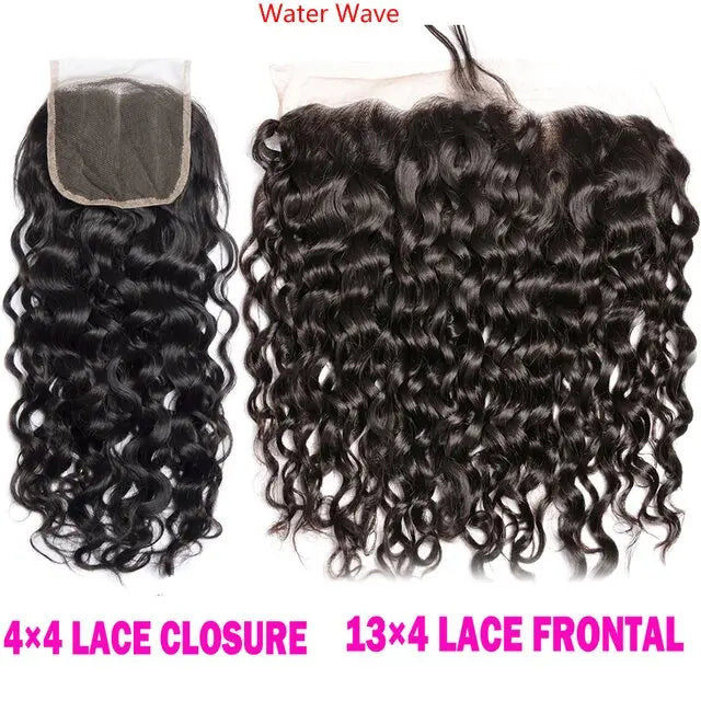 12A Lace HD Transparent Frontal 13x4 Water Wave 4X4 Closure Human Hair Brazilian Loose Closure Deep Water Kinky Curly Straight