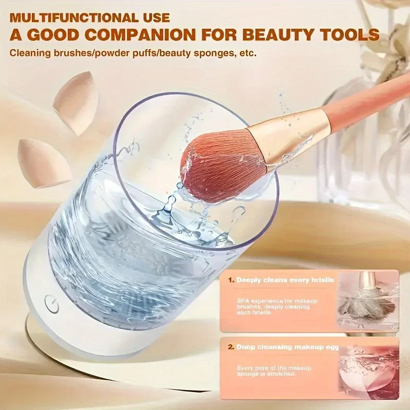Limpiador de brochas de maquillaje alimentado por USB, inodoro, sin batería, accesorio esencial de belleza, lavadora y secadora de brochas, listo para usar
