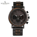 BOBO BIRD Wooden Watch Men's Quartz Wristwatch Military Chronograph Top Fashion Waterproof Clcok Great Gift Box Reloj Hombre