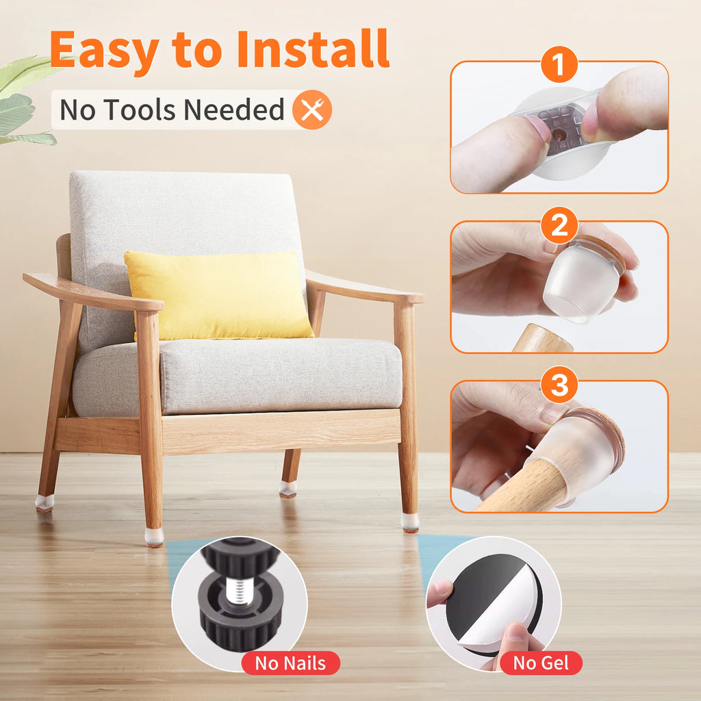 16PCS Chair Leg Floor Protectors With Thick Wrap Felt Pads Silicone Furniture Foot Cover Table Feet  Protect Floors