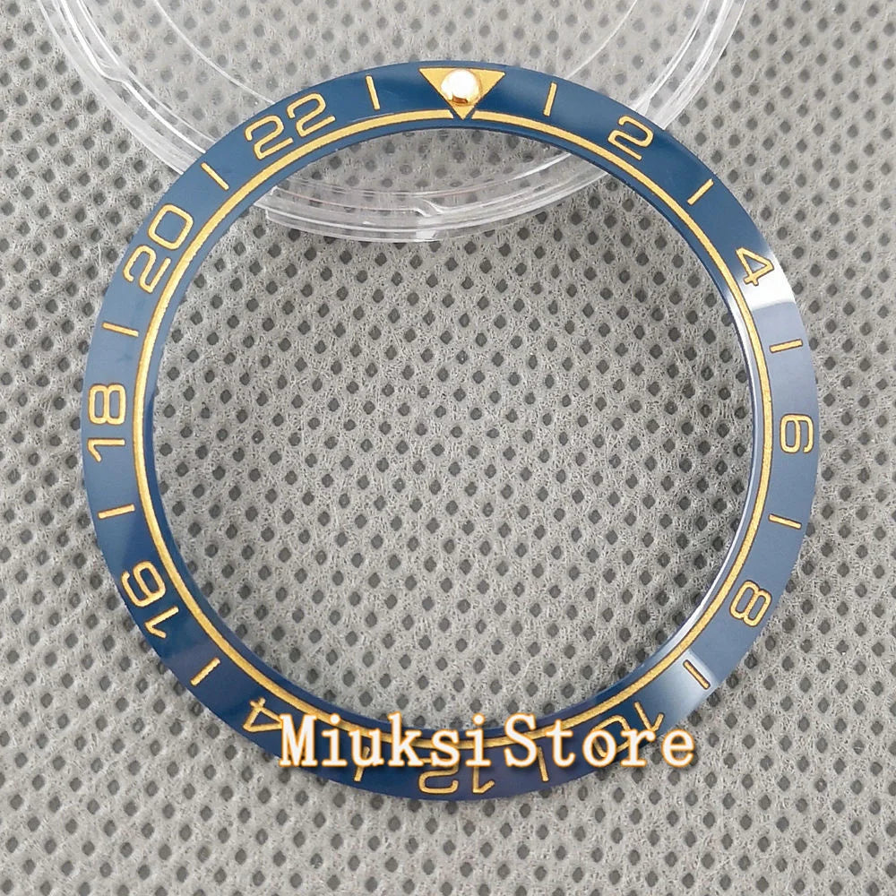 Inserto de bisel de cerámica negro, azul, blanco y verde de 38 mm para reloj automático para hombre Submariner de 40 mm