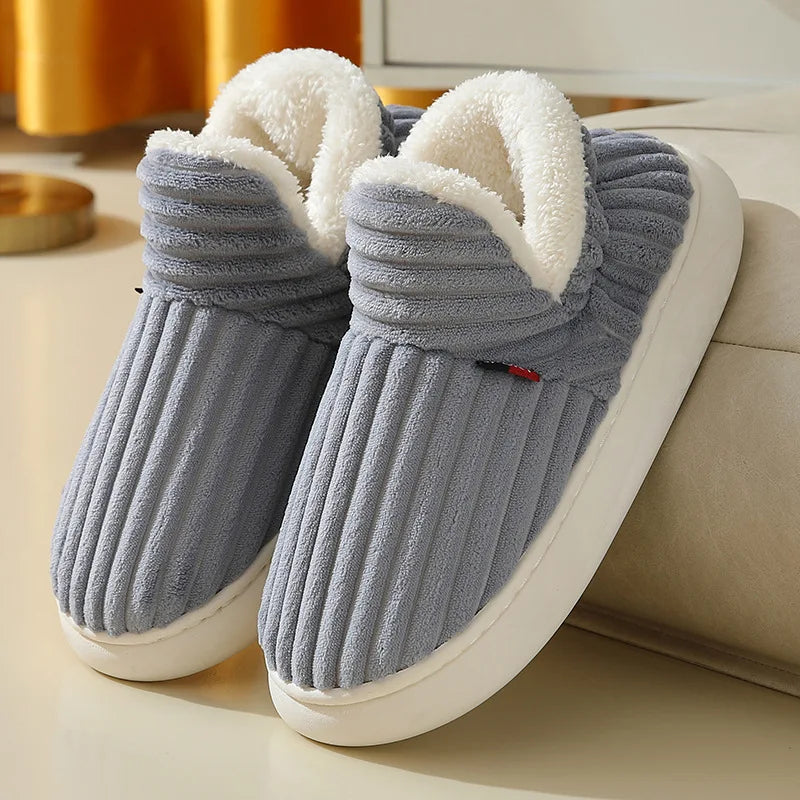 Evshine Soft Sole Slippers for Women Winter Fashion Women Fur Slippers Fuzzy Plush Men Slippers Warm Furry Women Cotton Shoes