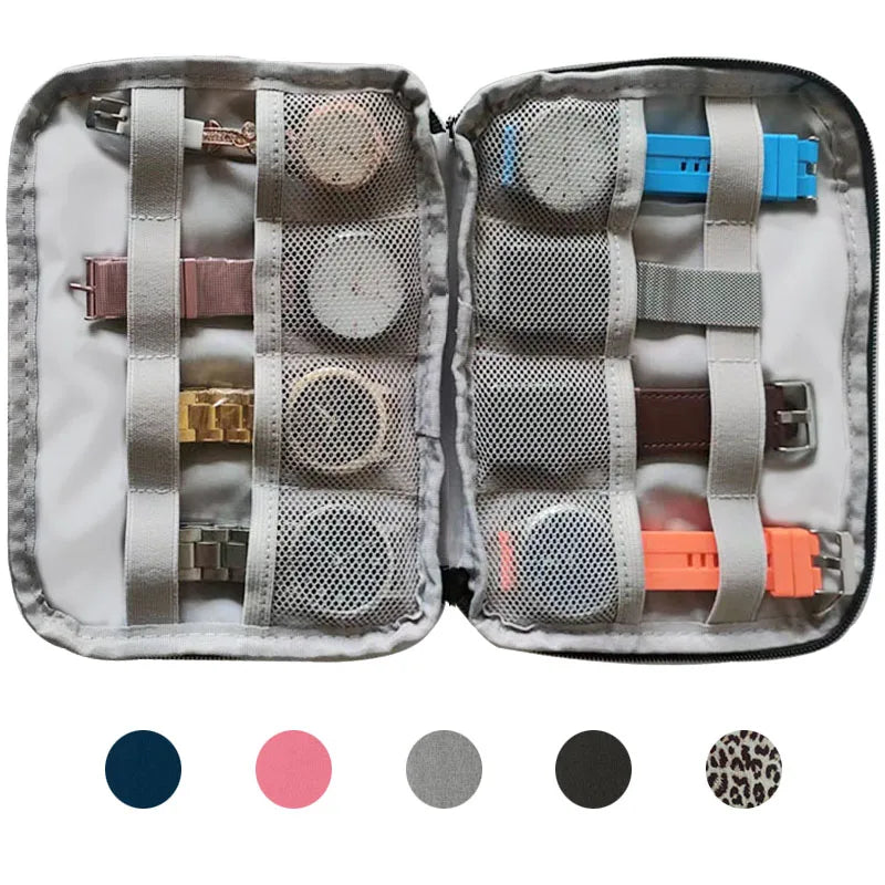 Caja organizadora portátil impermeable para guardar relojes y correas, estuche de almacenamiento para hombres y mujeres, compatible con Apple Watch y otros relojes.