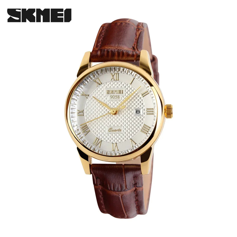 Reloj SKMEI 9058 de cuarzo con correa de cuero para hombre y mujer