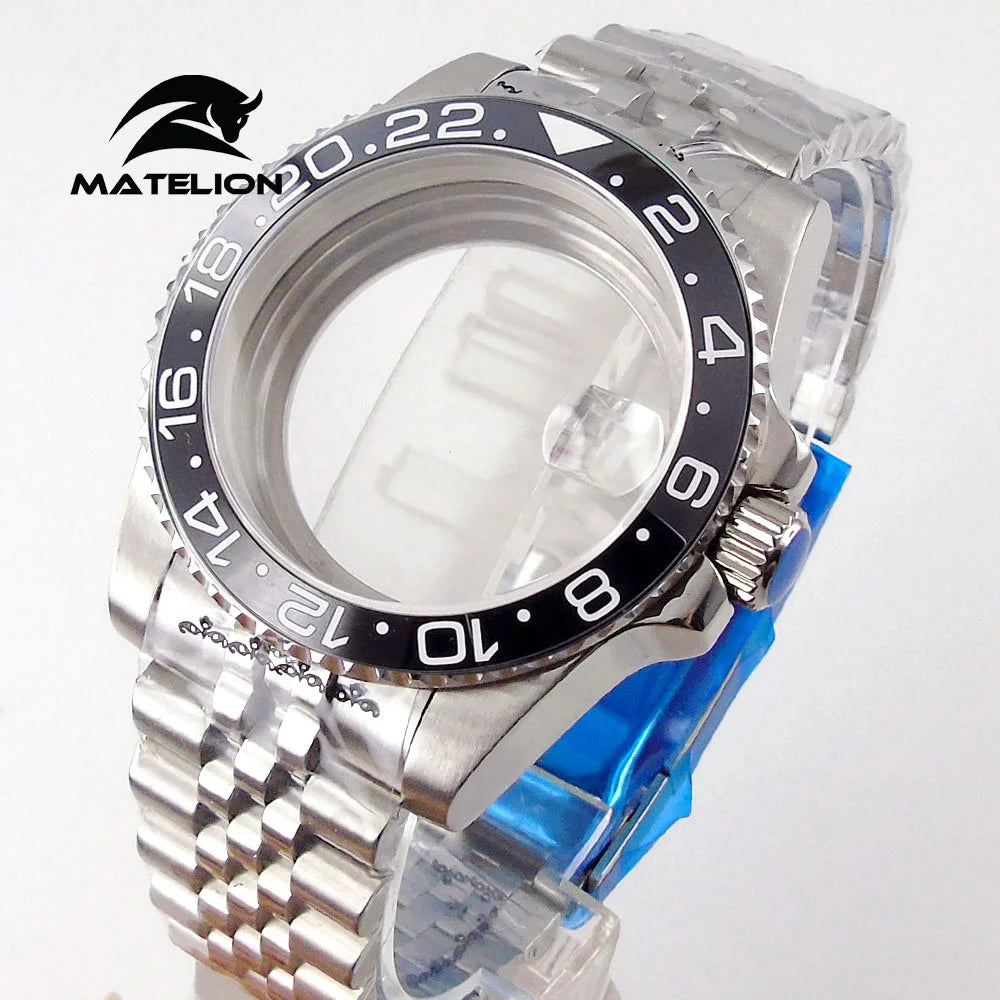 Koperta do zegarka Matelion 200M do nurkowania 40mm, pasuje do mechanizmów NH35 NH36 NH34 GMT ETA 2824 PT5000, bransoleta typu Jubilee, szkło szafirowe, zapięcie przesuwne