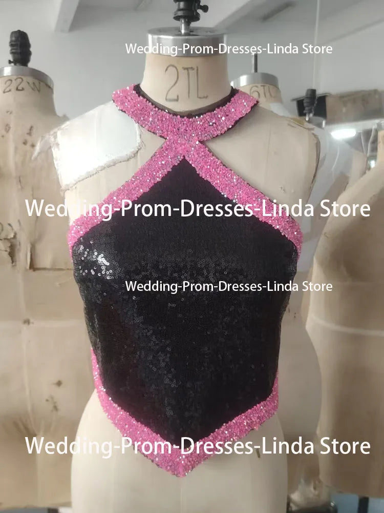 Cute Blue Celebrity Dresses With Silver Edge Sparkle Sequins Mini Cocktail Dresses Short Two Pieces Perform Dresses New in 2024