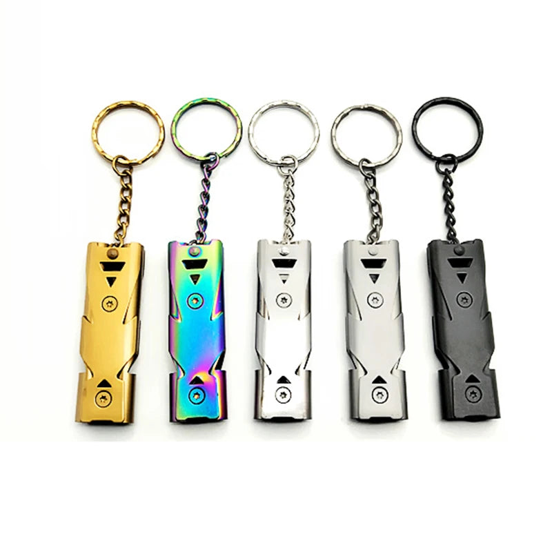 Outdoor Survival Whistle Double-tube Blast Whistle Stainless Steel High-frequency Earthquake Rescue Whistle High-decibel Whistle