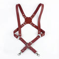 Deepeel 2.5cm Wide Faux Leather Men's Suspenders 2 Clip Hooks Adjust Strap Harness Man Braces Adult Costume Suspender Jockstrap