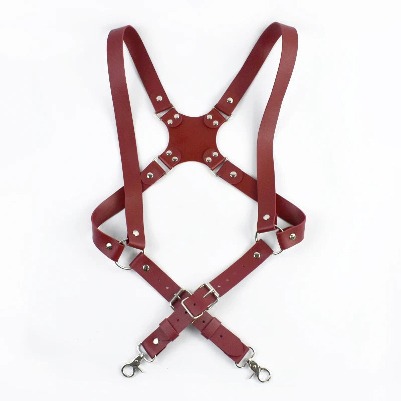 Deepeel 2.5cm Wide Faux Leather Men's Suspenders 2 Clip Hooks Adjust Strap Harness Man Braces Adult Costume Suspender Jockstrap