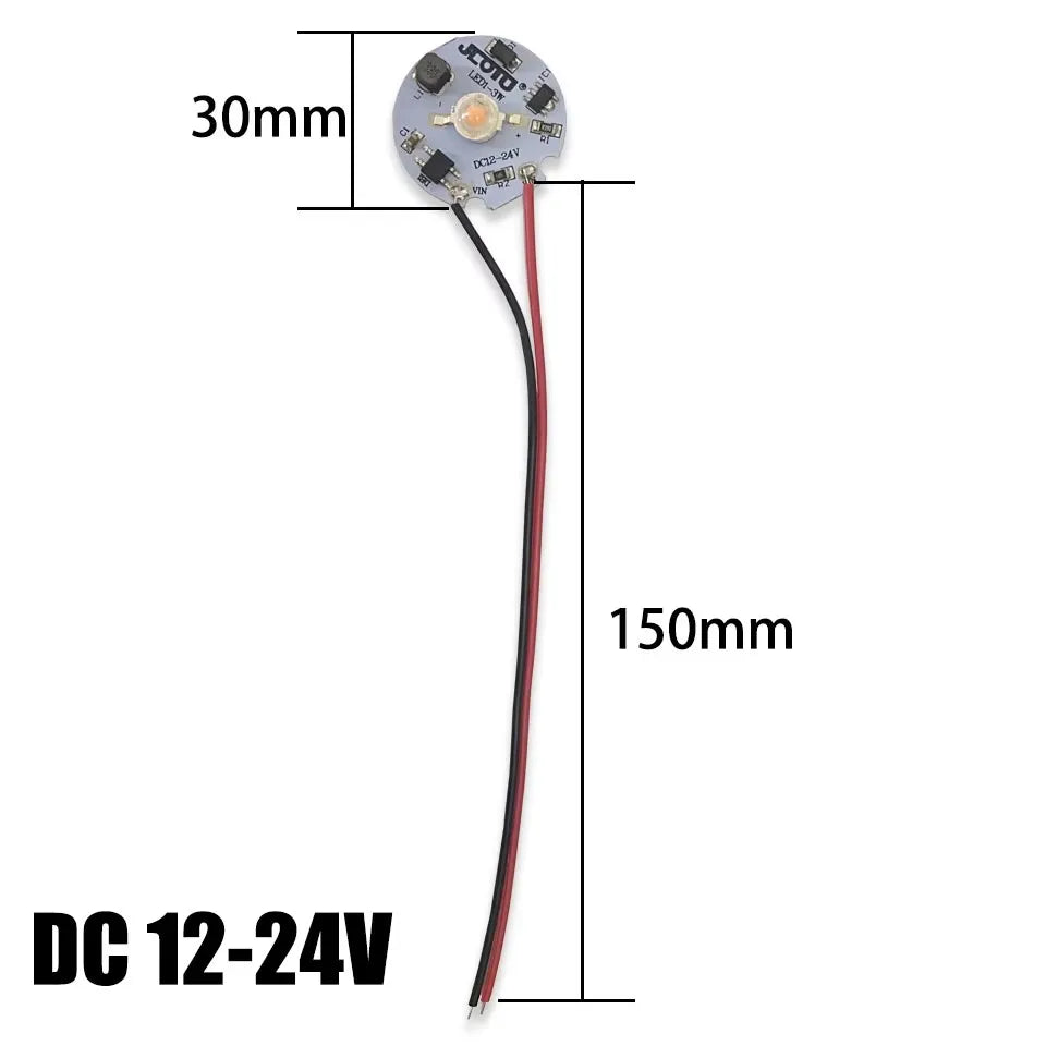 1W 3W LED Bead Light Plate DC3-5V/6-12V/12-24V Drive Free Light Chip Battery Light Source Board With 15cm Line for DIY Bulb