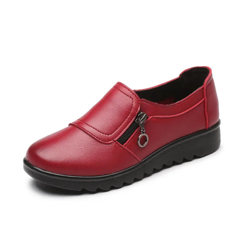 BEYARNE  Spring Autumn Women's Fashion Pumps Shoes Woman Genuine Leather Wedge Single Casual Shoes Mother High Heels shoesE175