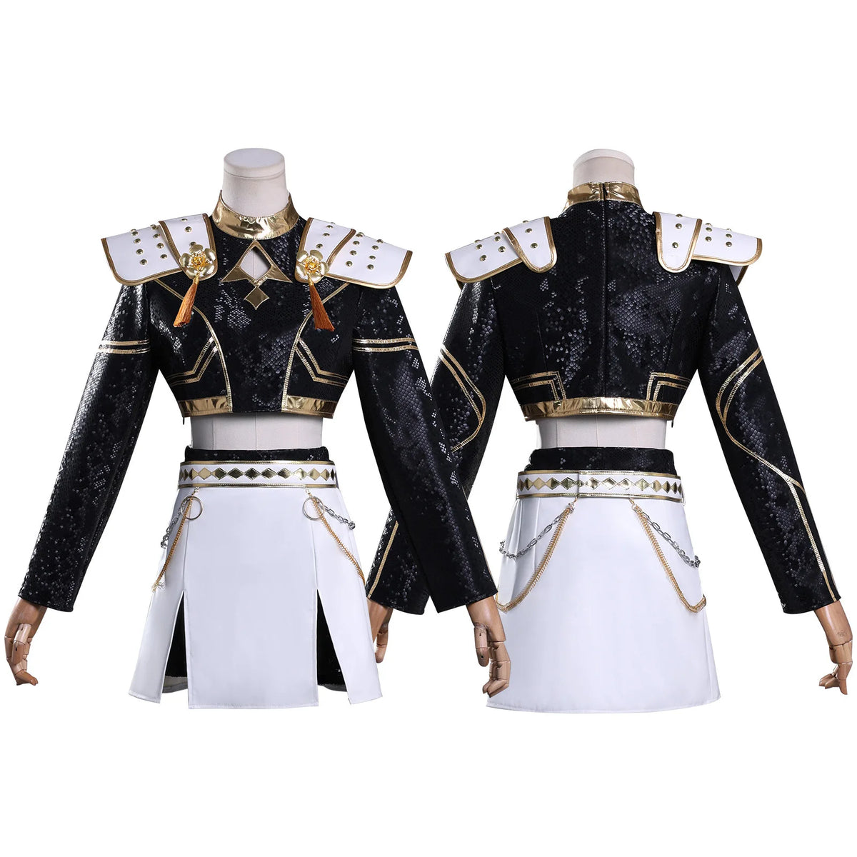 Conjunto de disfraz de K-pop para niñas: pantalón, vestido y top de poliéster