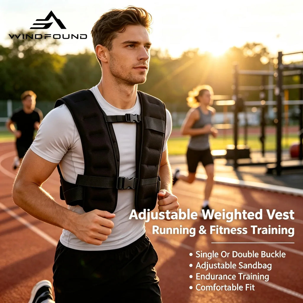 Adjustable Double Buckle Weighted Vest for Men, Polyester Fitness Gear