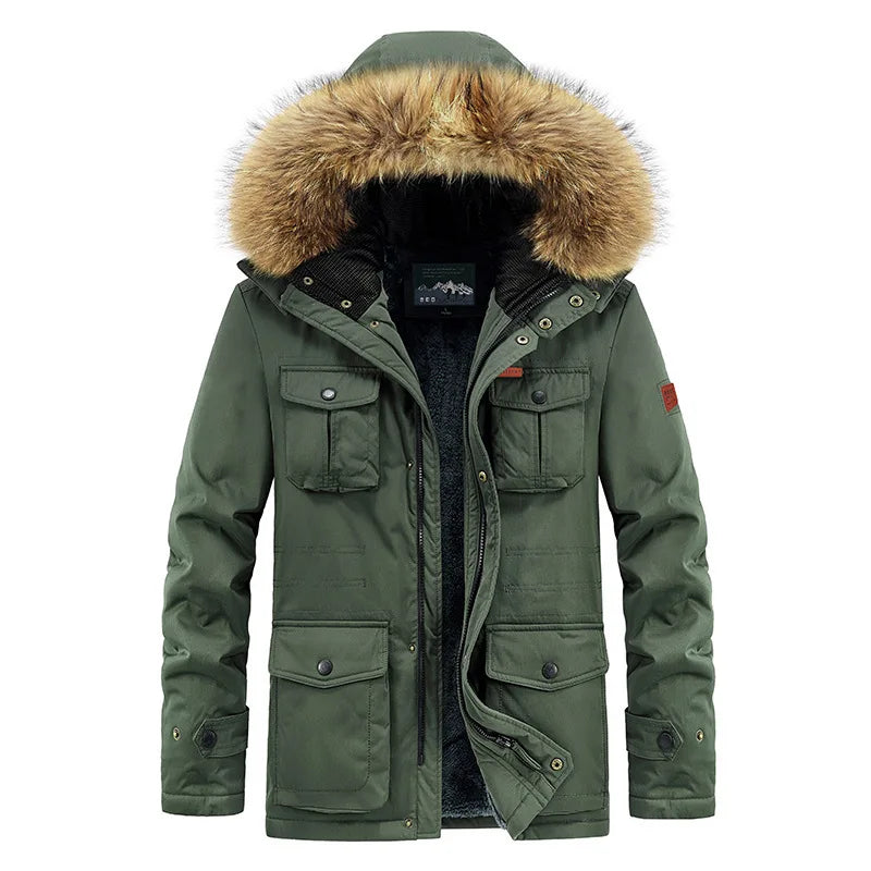 Parka de moda para hombre, talla grande 8XL, con capucha, gruesa, abrigada, resistente al viento, chaqueta de invierno para hombre