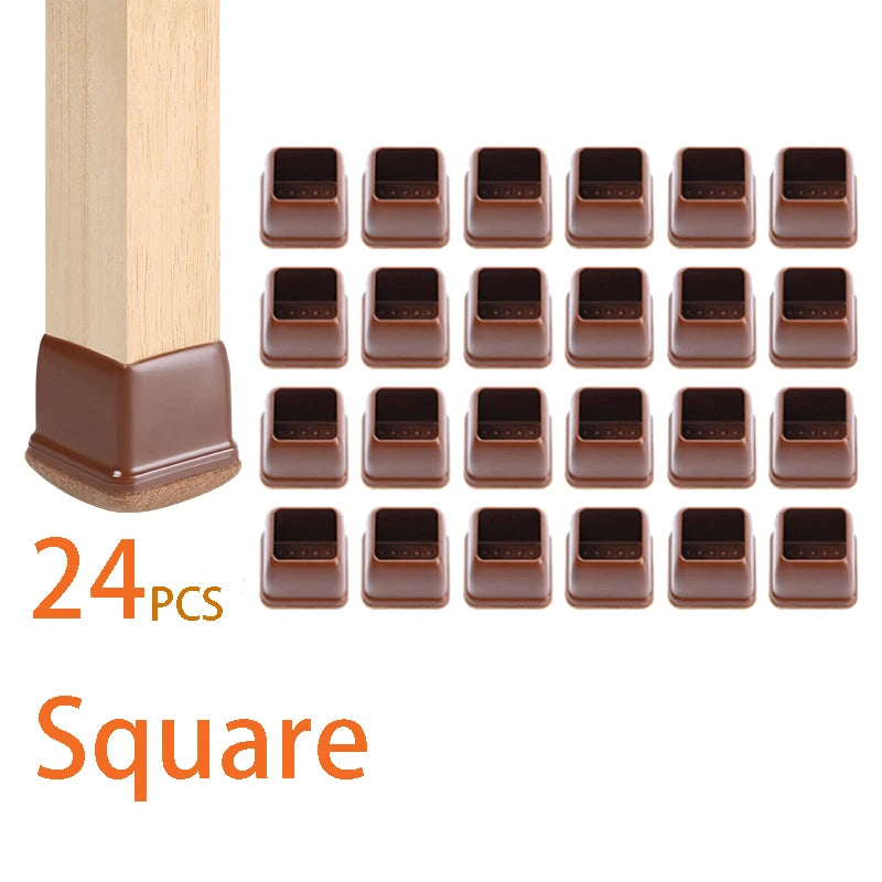 24 PCS Chair Leg Protectors for Hardwood Floors Thick Felt Pads Table Furniture Leg Cover Smooth Moving Chair Feet Caps Square