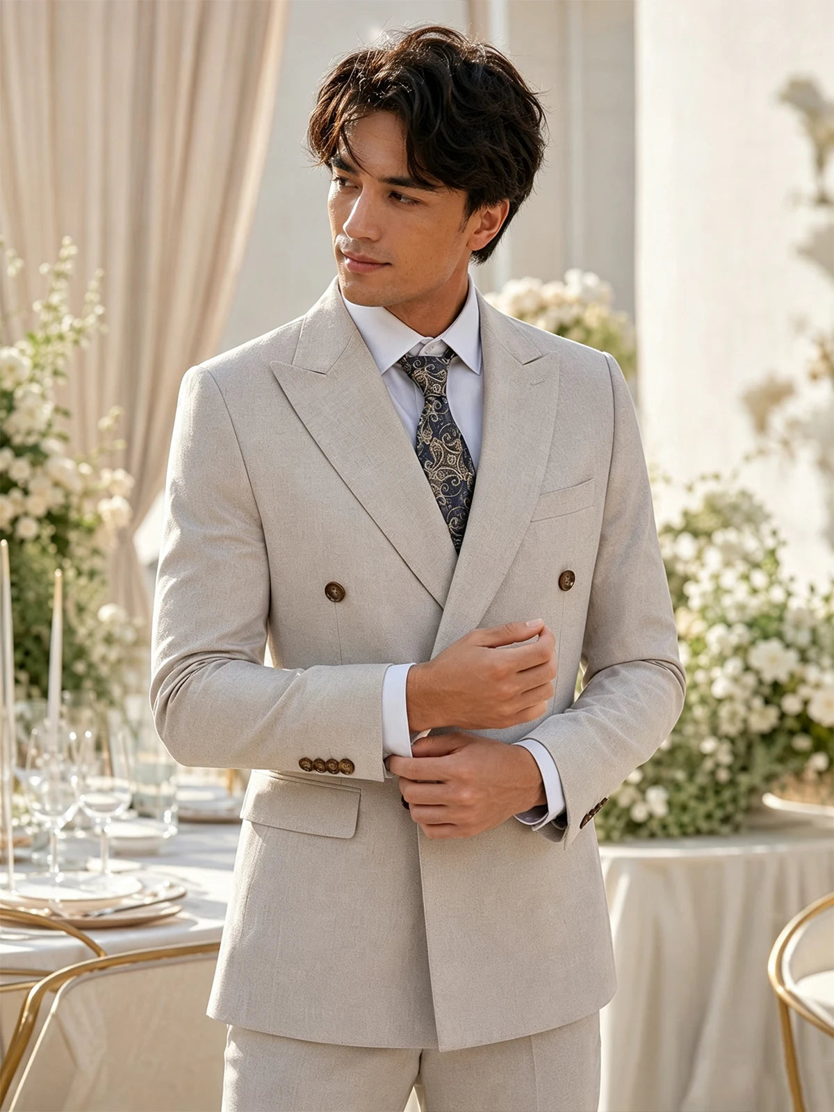 ST Cassy Navy Blue High Quality Luxury Men's Suit 2 Piece Set Elegant Wedding Groom Suit for Men Stylish Business Office Suit
