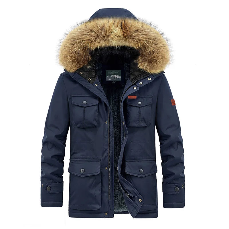Parka de moda para hombre, talla grande 8XL, con capucha, gruesa, abrigada, resistente al viento, chaqueta de invierno para hombre