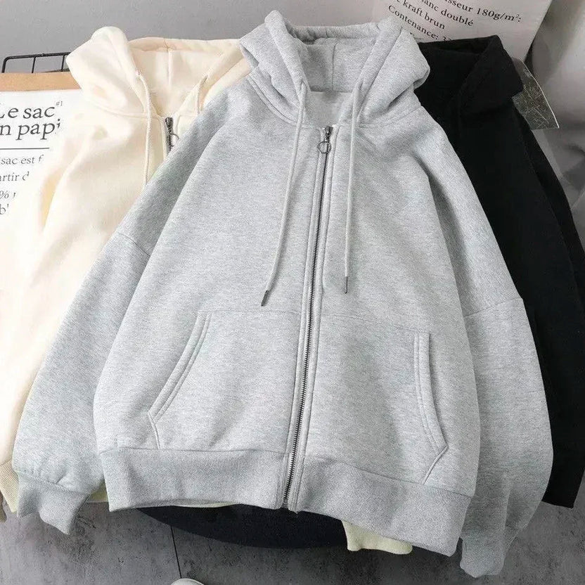 Koreańska moda, prosty szary dwustronny damski rozpinany hoodie oversize Y2K, nowość, Harajuku, gotyk, casual, bluza dla par typu joker