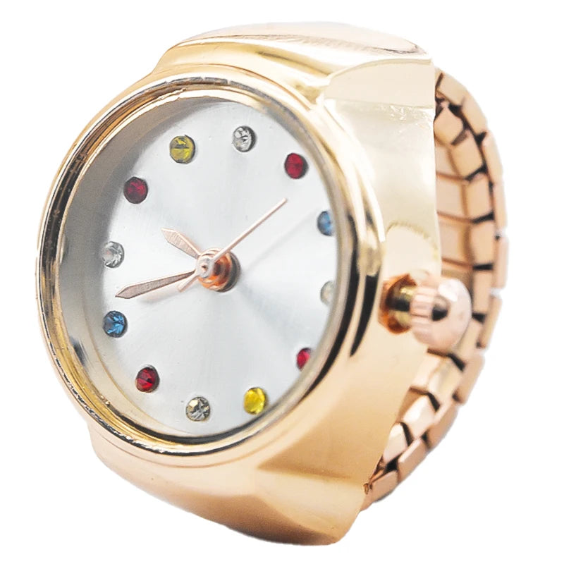 Wecin Alloy Case Round Dial Quartz Ring Watch for Men and Couples