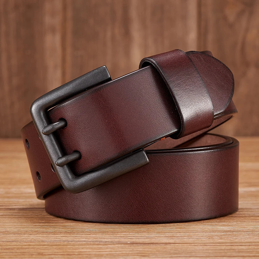 4.3cm Thick High Quality Cowskin Genuine Leather Belt for Men Luxury Designer Male Belt Double Pin Buckle Cowboy Jeans Strap