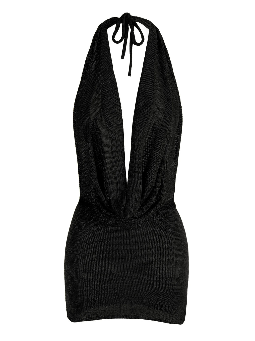 Women's Bright Knitted Halter Neck Backless Mini Dress