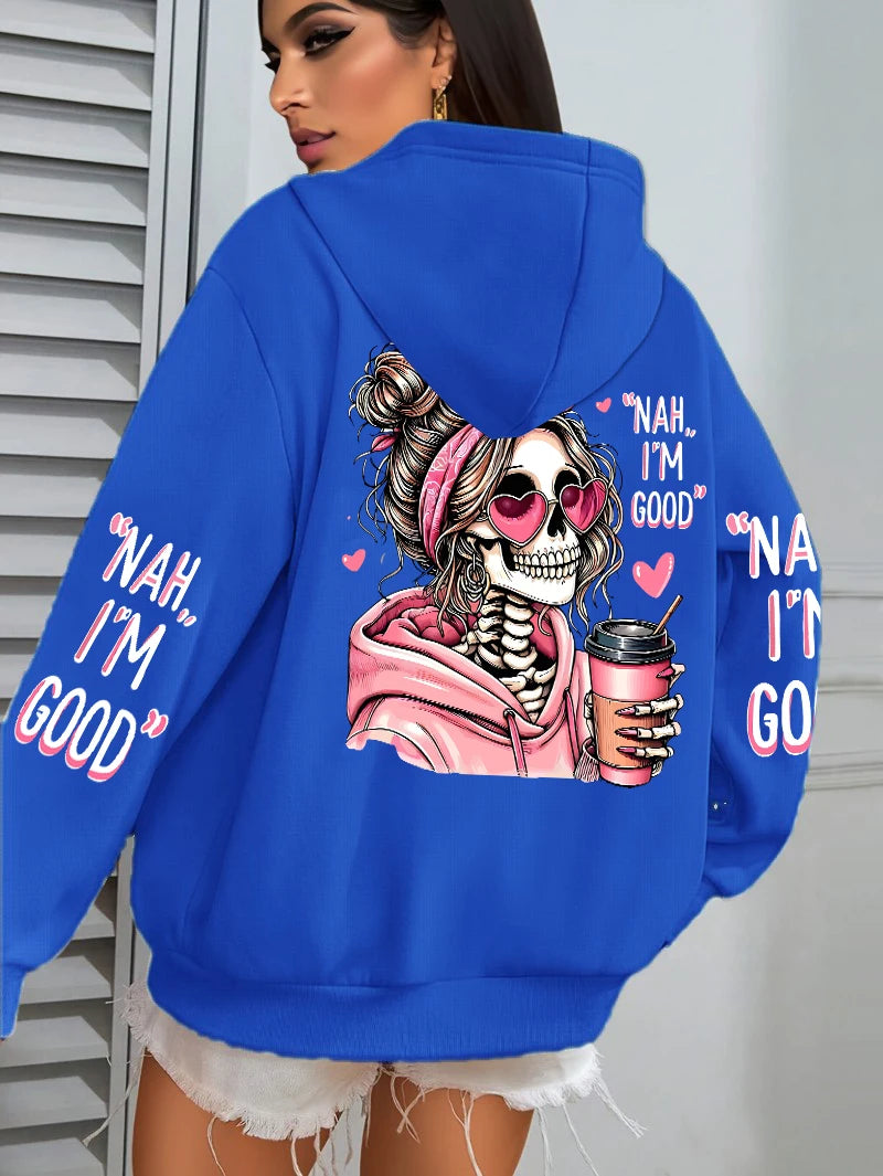 Sudadera con capucha para mujer, estampado divertido "Expensive Talks Back", suelta, multicolor, con forro polar, estilo deportivo informal con bolsillo para otoño