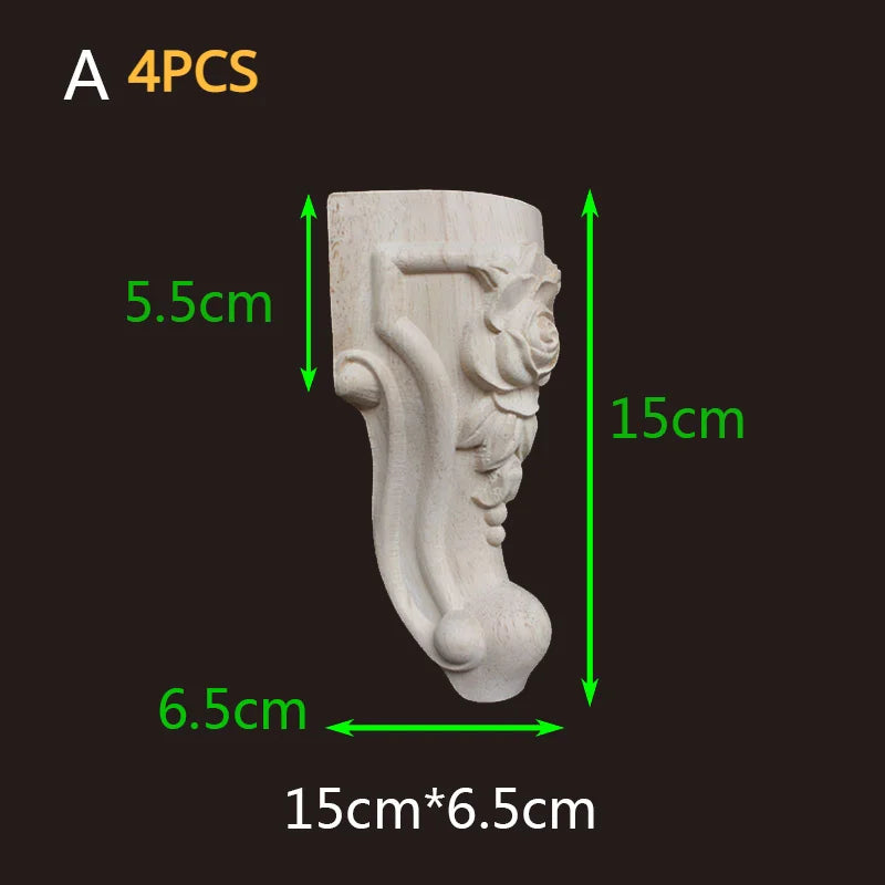 2-4pcs Wood Furniture Legs Sofa Couch Chair Ottoman Loveseat Coffee Table Cabinet Feet Bun Foot Wood Bend Appliques Onlays