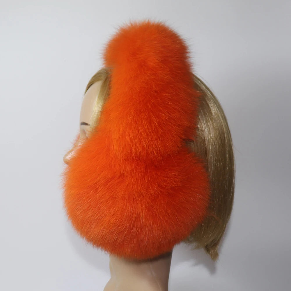 Real Fox Fur Earmuffs for Winter Women Warm Natural Raccoon Fur Earmuffs Girls Ear Warmer Genuine Fur Scarves Plush Ear Muff