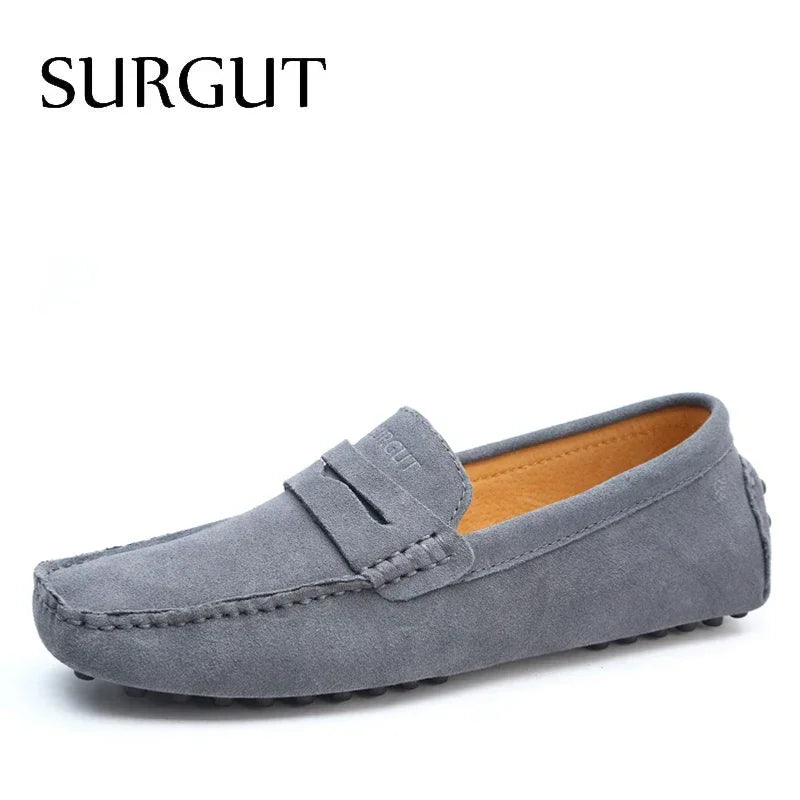Mocasines de verano para hombre marca SURGUT, estilo casual, suaves, de alta calidad, zapatos planos de cuero auténtico, estilo italiano para conducir.