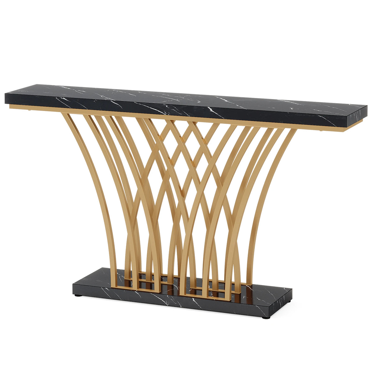Tribesigns 59 Inch Gold Console Table with Metal Grid Base