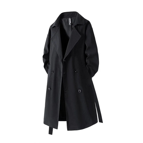 2025 höst lång kappa för män amerikansk streetwear vintage trenchcoat över knät avslappnad retro vattentät vindjacka