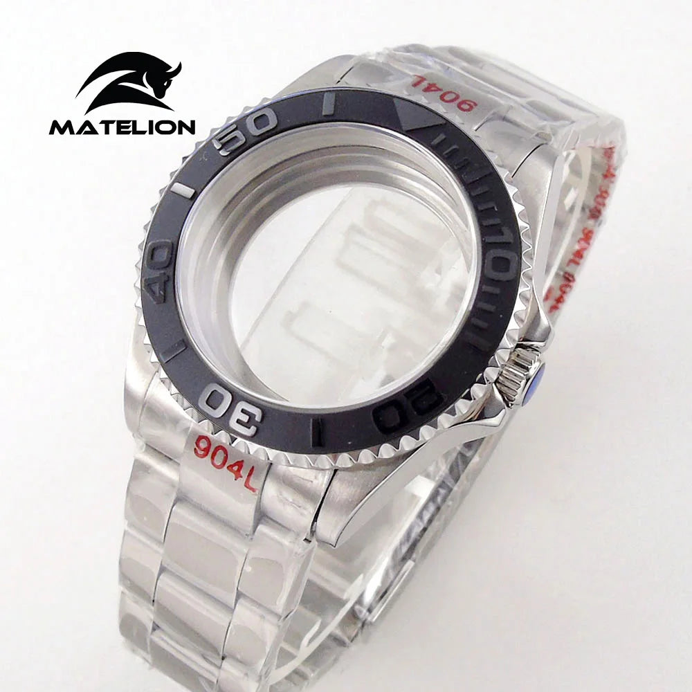Koperta do zegarka Matelion 20ATM Dive 40mm SUB, pasuje do mechanizmów NH35, NH34 GMT, ETA 2824, PT5000, stalowa bransoleta, szafirowe szkło, 120 kliknięć, przesuwane zapięcie