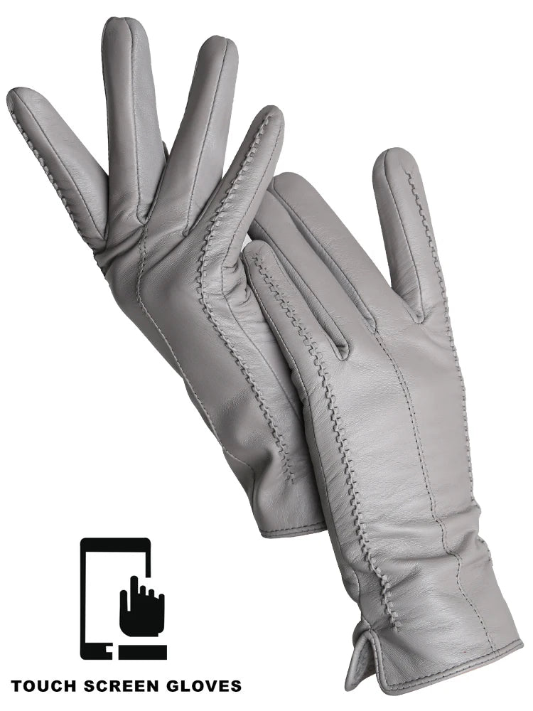 Damen-Lammfellhandschuhe Winter Warm mit Plüschfutter
